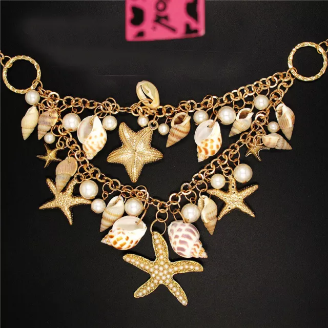 New Lady Fashion Starfish Conch pearl Style Pendant Women Chain Necklace