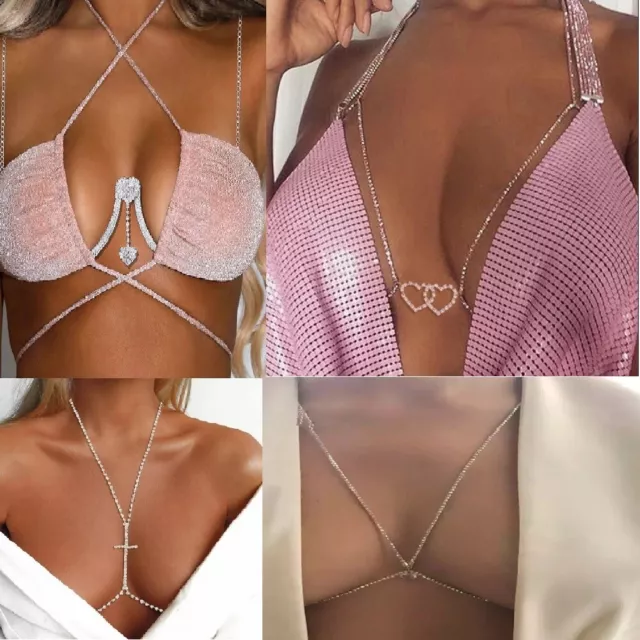 Women Bra Waist Belly Crossover Body Chain Harness Necklace Beach Bikini Jewelry