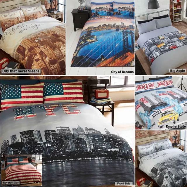 Ciudad de Nueva York Horizonte Ropa Cama Funda Edredón Colcha con Almohada En 3