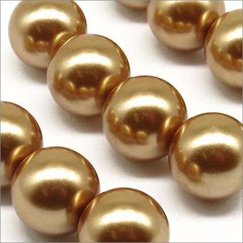 Lot de 10 Perles Nacrées en Verre 12mm Noisette