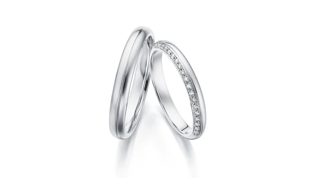 ALLIANCE DE COUPLE en or blanc massif 18 carats avec diamant naturel 0