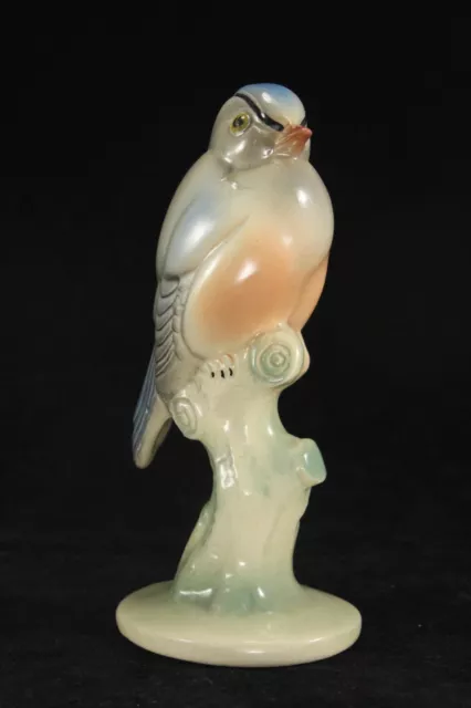 Brad Keeler California Pottery 5" Blue Bird Finch on Tree Figurine No 718