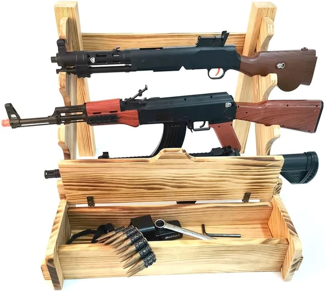 Tabletop Rifle Display Rack RIFLE SHOTGUN GUN Rack Wooden Display Standing Storage Holder Table Top ...