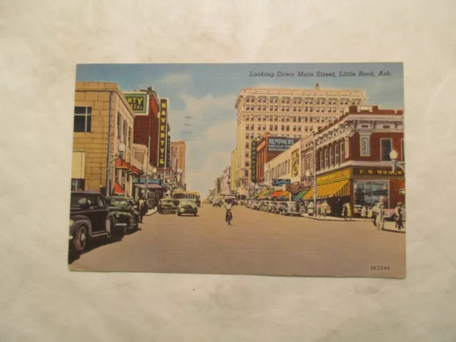 Arkansas Postcard Looking down Main Street Little Rock AR