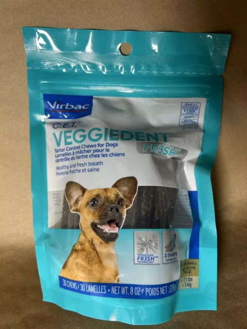 Virbac CET Veggiedent FR3SH Tartar Control Chews for Extra Small Dog; Exp 1/25