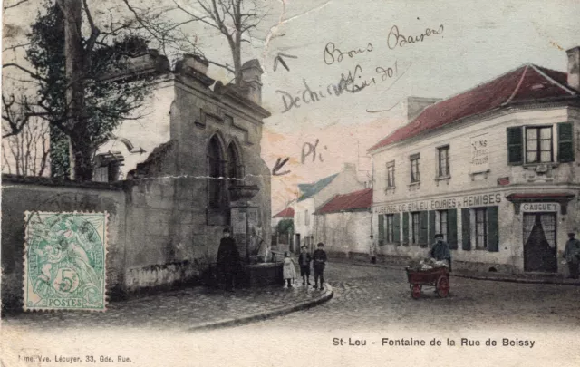 *37839 cpa 95 Saint Leu - Fountain of the rue de Boissy "condition"