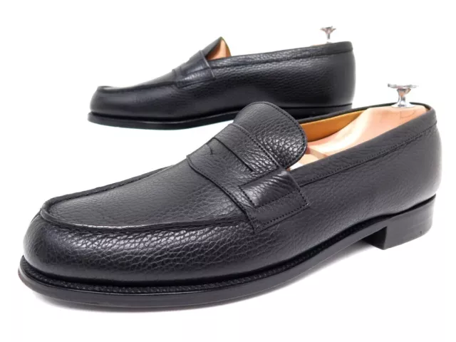 Neuf Chaussures Jm Weston 180 8B 42 Fin Mocassins Cuir Graine Noir Shoes 750€