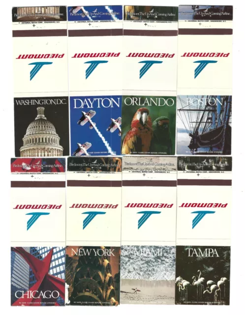 8 Piedmont Airlines   Matchcovers     Cities Highlighted