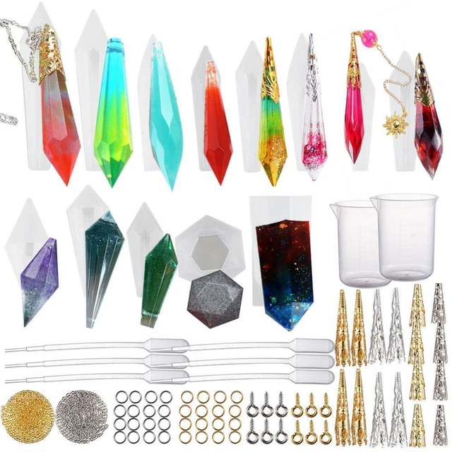 243-teilig Silikonform Set Kristall Diamant Pendel Mold Epoxidharz UV Resin