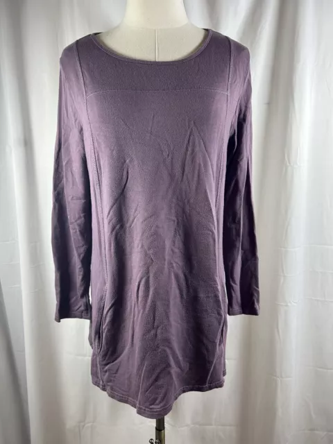 Soft Surroundings Tunic Top Size Large Womens purple La Ti Da Kangaroo Pocket