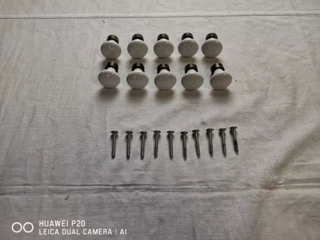 lot de 10 boutons en porcelaine et laiton porte tiroir diamètre 3 cm