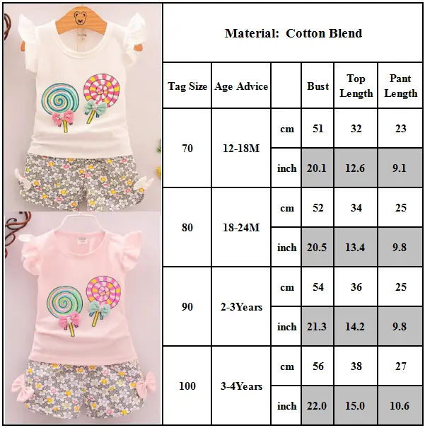 T-shirt bambino top + pantaloncini floreali pantaloni set vestiti abiti bambine 2