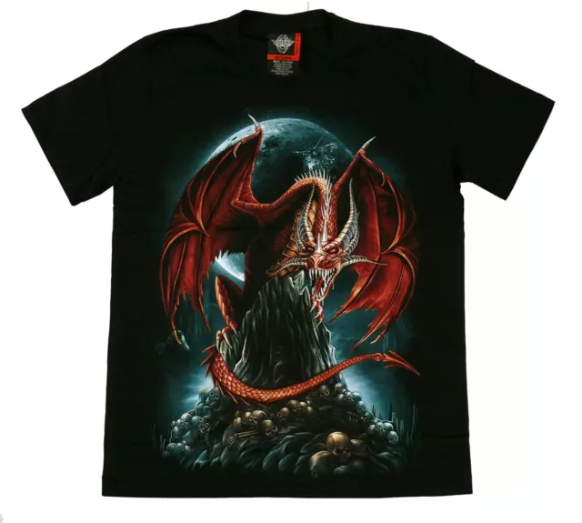 T-Shirt Drache Totenkopf Gr. S, M ,L, XL Gothik Dark Fantasy Drachen Biker