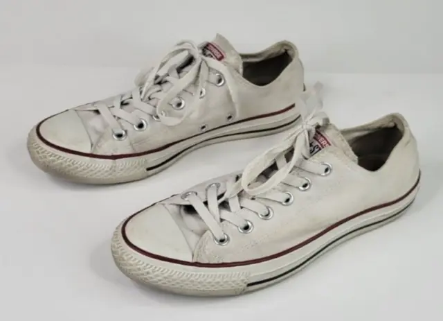 Converse White Red Blue Size Mens 6 Womens 8 All Star Low Top Canvas Shoes
