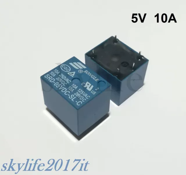 1pz Relè 5V DC 10A 250V Circuito Stampato 5pin SPDT 1 scambio Relay rele Arduino