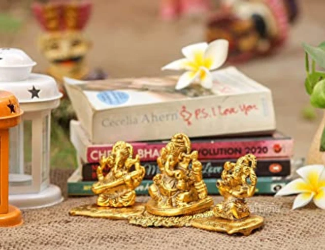 Artvarko Statue En Métal Ganesh Laxmi Ganesh Lakshmi Bhagwan Assis