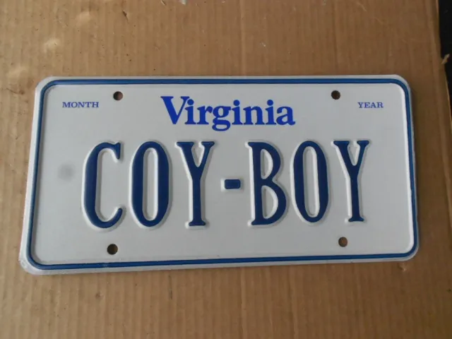 VA Virginia COY BOY Vanity License Plate Single Tag Original