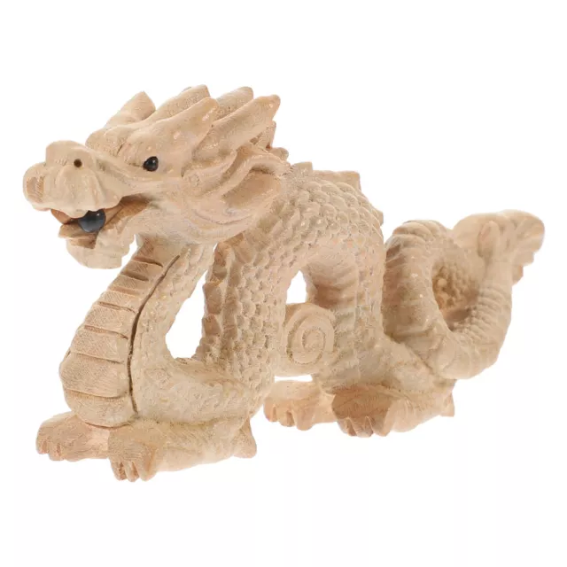 Chinese Dragon Statue 2024 Chinese Zodiac Wood Dragon Figurine Mini Wood