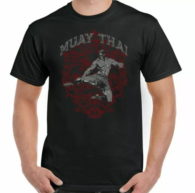 MUAY THAI T-SHIRT UFC MMA Martial Arts Thailand Training Top Gym TIGER Gloves