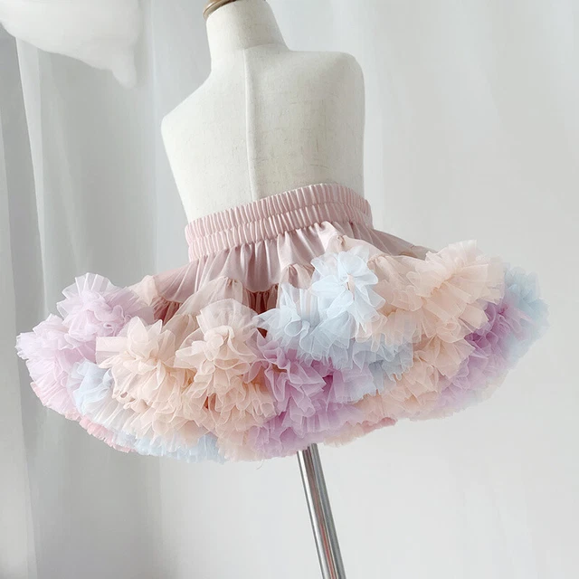 Bambini Gonna Tutù Soffice Ragazze Abiti per la Danza Lolita Chiffon Arcobaleno