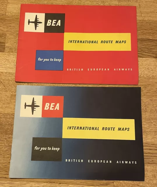 BEA Flight Guide British European Airways International Route Maps 1956 & 1958