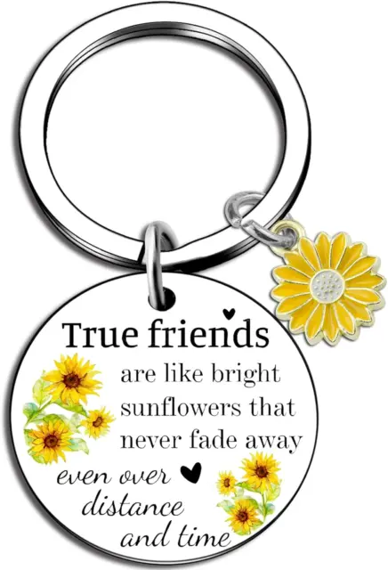 True Friends Gifts Friendship Sunflower Keychain Gift for Bestie Bff Best Female