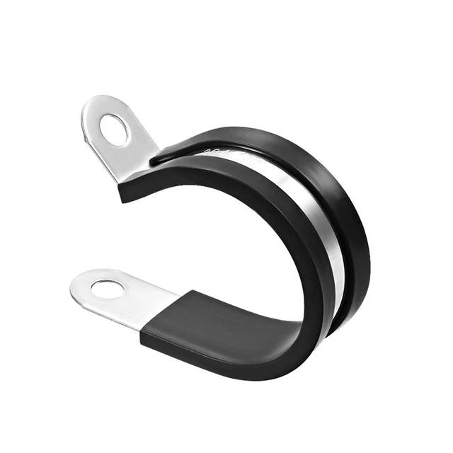 55mm acciaio inossidabile ammortizzato gomma morsetto R fascetta metallica 5pz