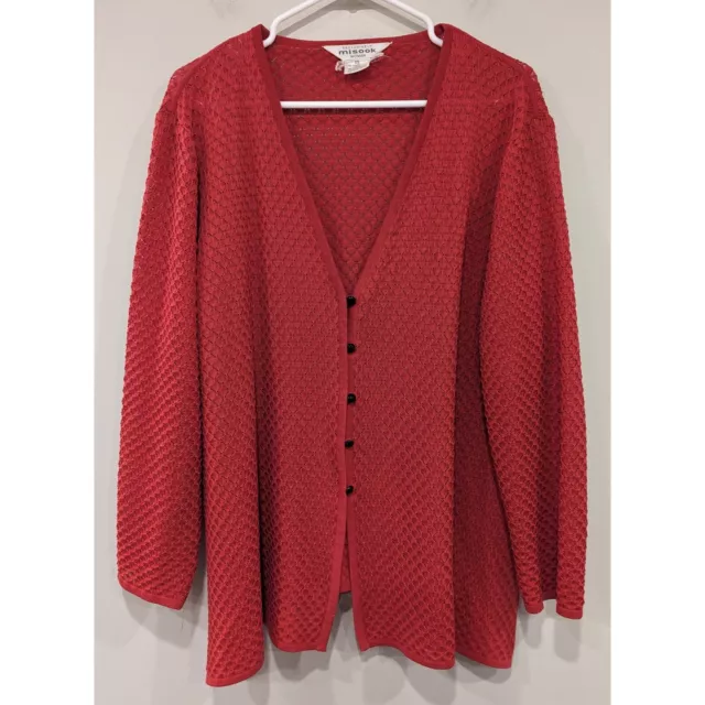 Exclusively Misook Red Button Front Cardigan Size 1X