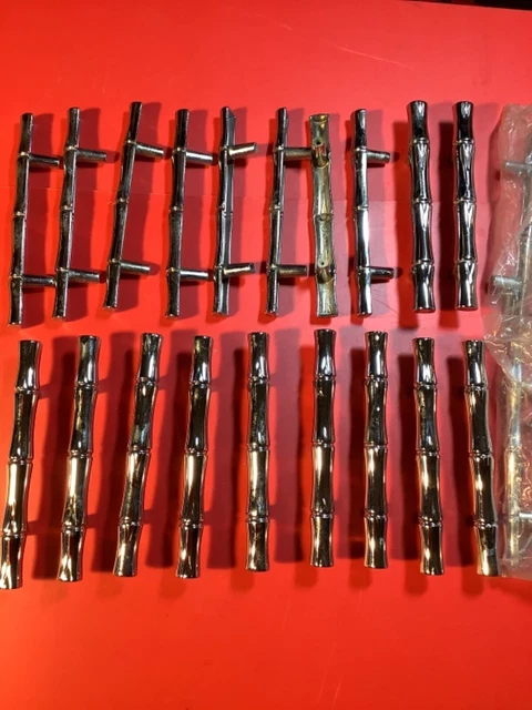Lot of 23 Large 5.25” Silver Bamboo Style Drawer Pulls Handles Dresser Knobs
