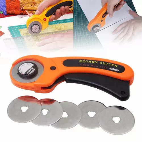 45mm Round Rotary Cutter Sewing Quilting Roller Fabric Cutting Tool + Blades AN