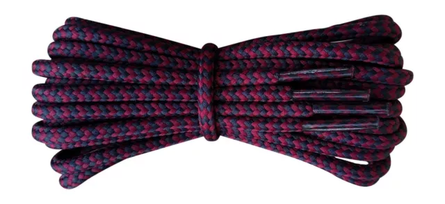 Navy and Burgundy Boot Laces - 4 mm round - for walking and hiking boots