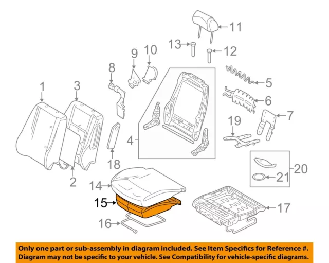 Lincoln FORD OEM Front Seat Bottom-Foam Cushion Pad Insert Right 6H6Z54632A22A