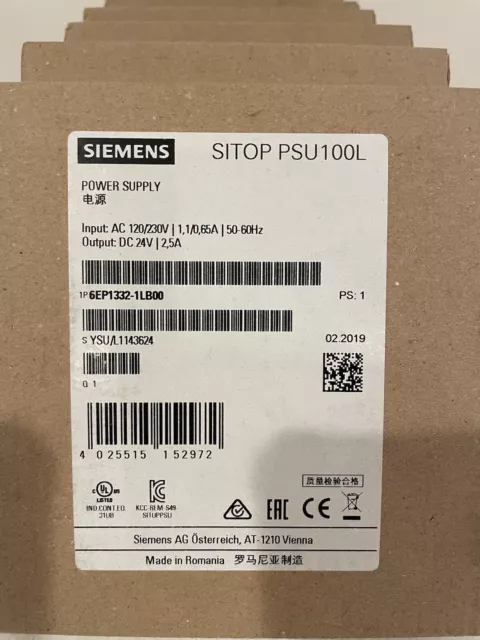 BRAND NEW SIEMENS SITOP PSU100L 24VDC power supply, 6EP1332-1LB00