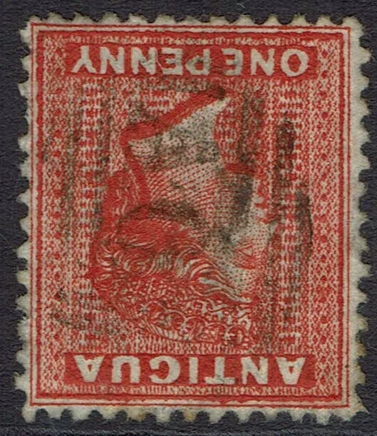 Antigua 1872 Qv 1D Scarlet Wmk Crown Cc Inverted Perf 12.5 Used