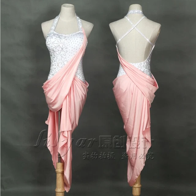 Latin Dance Skirt Competition Performance Skirt Pink Flash Diamond Dance Skirt
