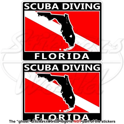 FLORIDA SCUBA DIVING Flag-Map Shape USA Rectangular Stickers Decals ...