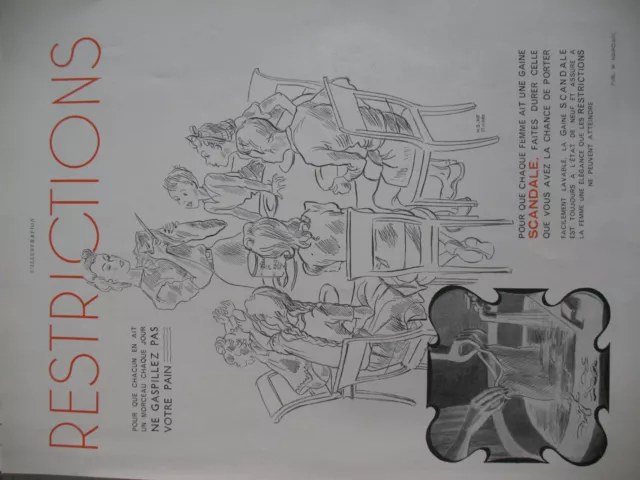 Publicite De Presse Scandale Gaines Restrictions Illustration De St Marc 1941