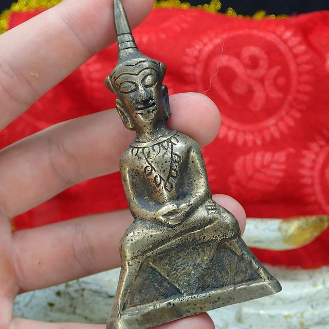 Ngang amulet / Buddha Statue Collectible Talisman Vintage Khmer Style Brass