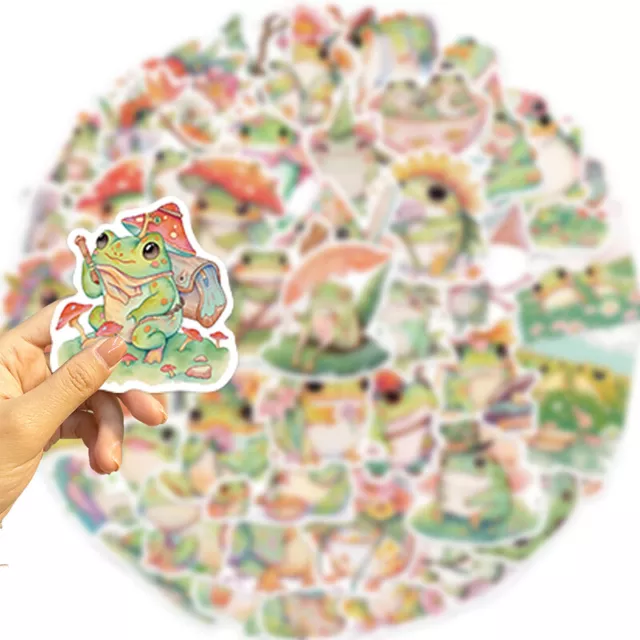 50PCS Cute Cartoon Colorful Funny Fat Frog Stickers DIY Graffiti Decals