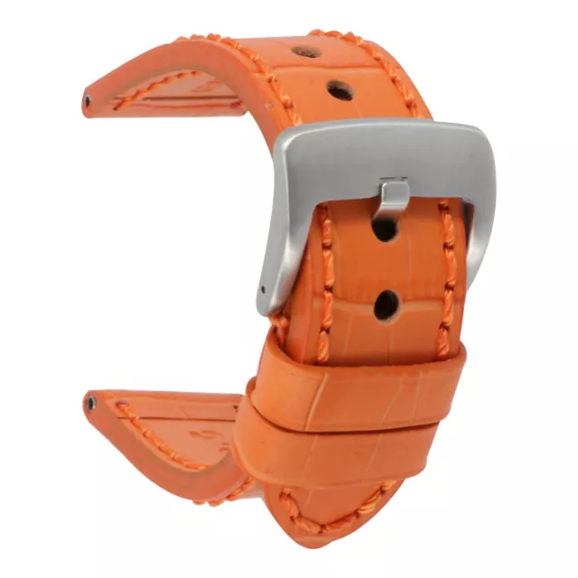 24mm Leather Strap Orange Watch Band for INVICTA Heavy Duty Buckle Orange x1