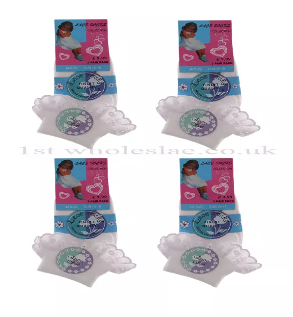 3 and 6 Pairs Girls Frilled School Socks for Kids Frilly Lace Ankle White Colour