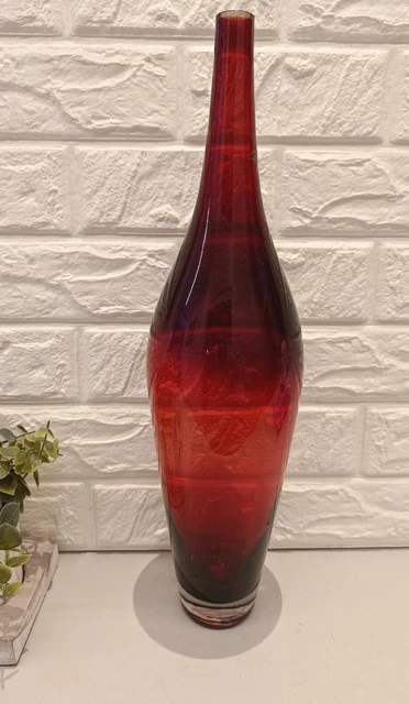 IKEA GROSSE SALONGVASE handgeblasenes rotes Glas Johanna Jelinek (H