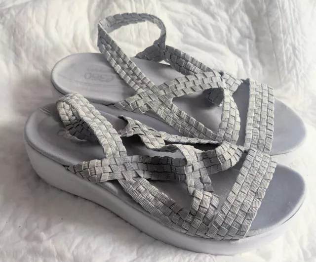 Easy Spirit e360 Brickroad Gray Woven Strap Sandals Size 7 / 37.5 W Lightweight