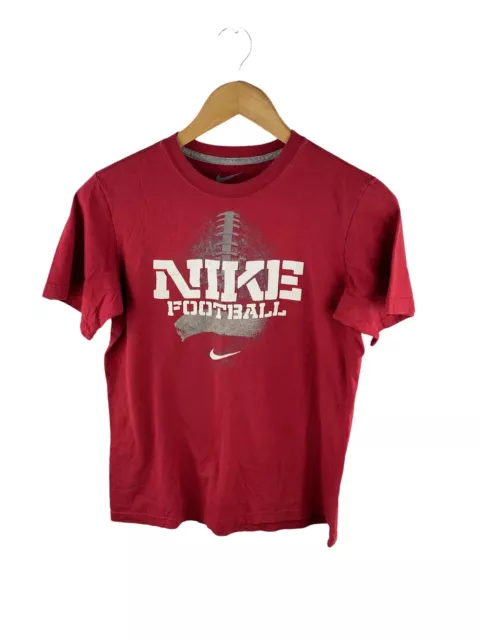 VINTAGE Nike Football Pullover T Shirt Junior Boys Girls Size L Red Short Sleeve