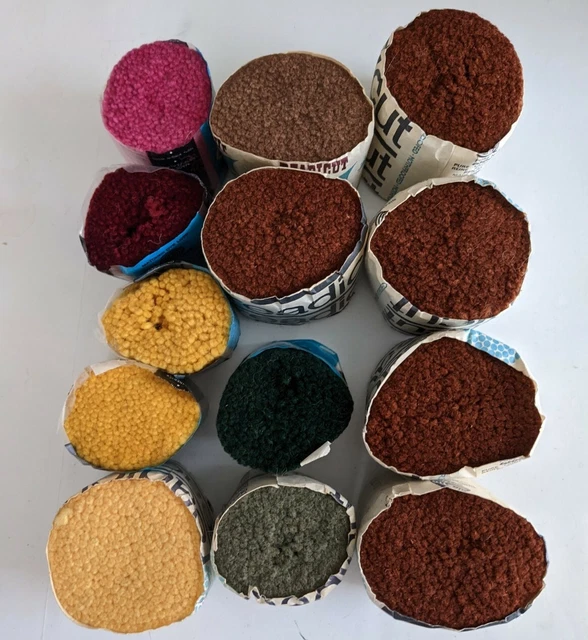 Lote de hilo de lana de gancho de pestillo de colección precortado marrón verde amarillo rojo rosa 13 paquetes