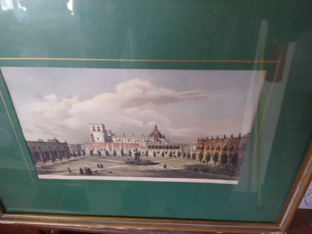 ART PRINT (1890) Plaza GUADALAJARA 1828-1833  (Jalisco Mexico) (Lito-Ledsa)