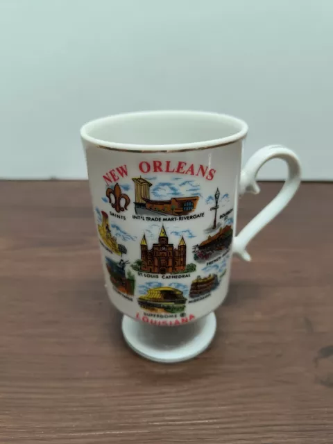 Mug New Orleans Louisiana Sites Souvenir Pedestal Style VintageMade In Japan