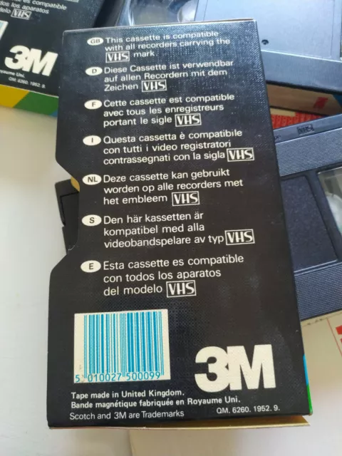 LOTE 2 X VHS CINTAS DE VIDEO VIRGENES GRABADAS Scotch 120 E-120 3M PARA REGRABAR 3