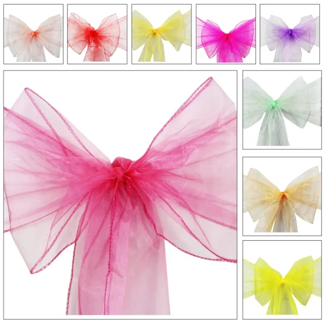 100 X Organza Sashes Chair Cover Bow Sash Wider Fuller Bows For Sale Uk Seller