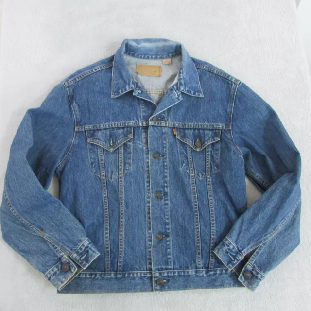 Vintage Levis Jacket Mens Large Blue Denim Orange Tab Trucker Button Up 90's